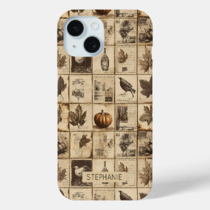 Antique Harvest Pumpkin Maple Leaf Sepia iPhone 15 Case