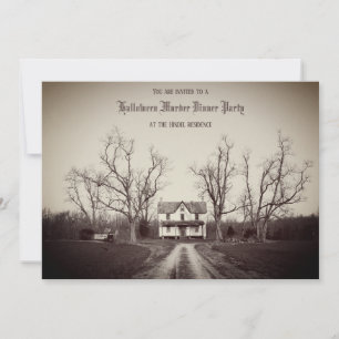 Antique haunted house custom Halloween invitation