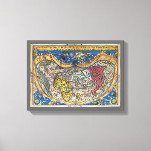 Antique Heart Shaped World Map by Peter Apian 1520 Canvas Print