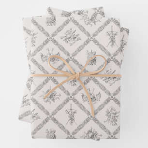Antique Heraldic Weapon Armor Vintage Pattern Wrapping Paper Sheet