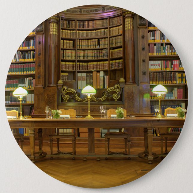 Antique Historical Library 6 Inch Round Button (Front)