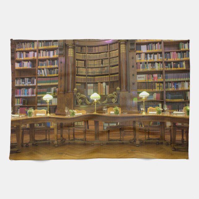 Antique Historical Library Kitchen Towel (Horizontal)