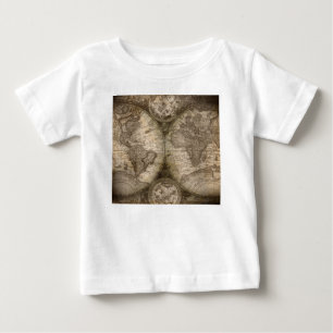 Antique Historical Old World Atlas Map Continents Baby T-Shirt