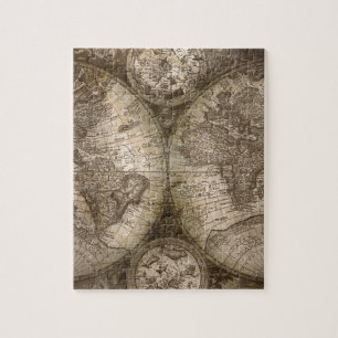 Antique Historical Old World Atlas Map Continents Jigsaw Puzzle
