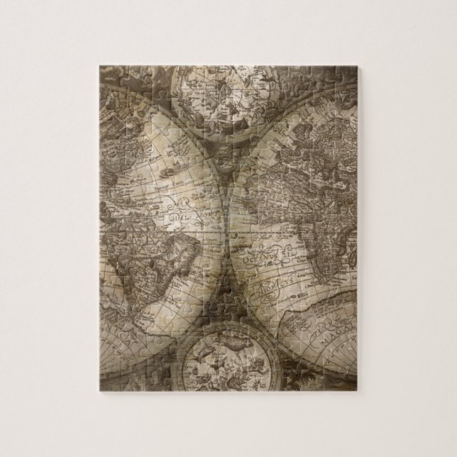 Antique Historical Old World Atlas Map Continents Jigsaw Puzzle (Vertical)