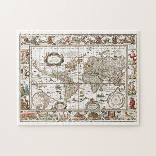 Antique Historical Old World Atlas Map Continents Jigsaw Puzzle (Horizontal)