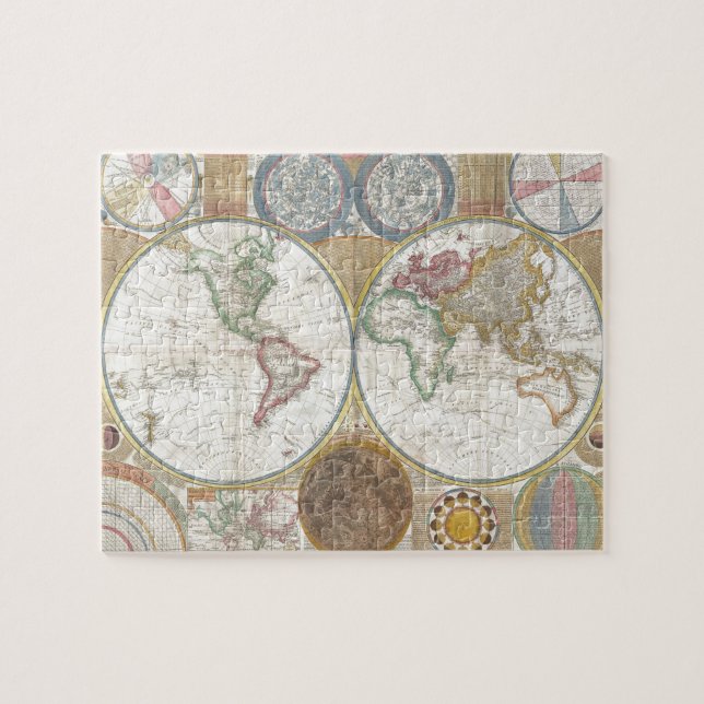 Antique Historical Old World Atlas Map Continents Jigsaw Puzzle (Horizontal)