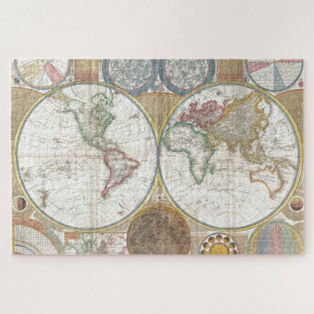 Antique Historical Old World Atlas Map Continents Jigsaw Puzzle (Horizontal)