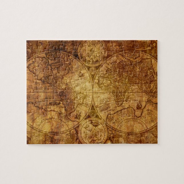 Antique Historical Old World Atlas Map Continents Jigsaw Puzzle (Horizontal)