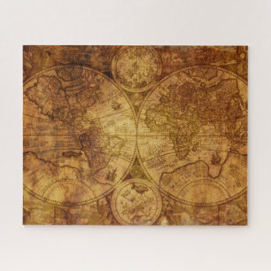 Antique Historical Old World Atlas Map Continents Jigsaw Puzzle