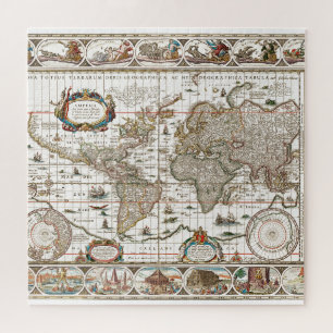 Antique Historical Old World Atlas Map Continents Jigsaw Puzzle