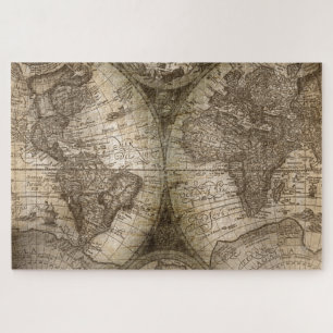 Antique Historical Old World Atlas Map Continents Jigsaw Puzzle