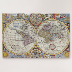 Antique Historical Old World Atlas Map Continents Jigsaw Puzzle