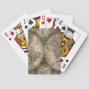 Antique Historical Old World Atlas Map Continents Playing Cards