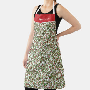 Antique Holly Pattern with Name Apron