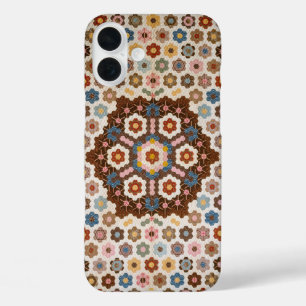 Antique Honeycomb Quilt Pattern - Folk Art Crafty  iPhone 16 Plus Case