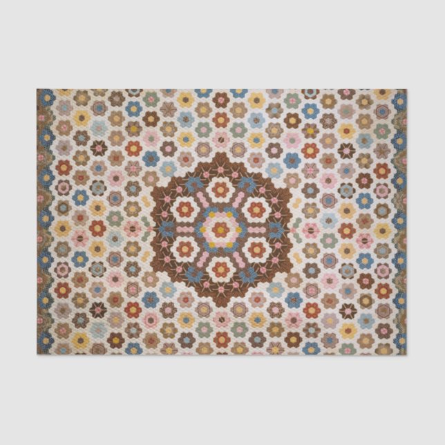 Antique Honeycomb Quilt Pattern - Folk Art Crafty  Tissue Paper (Front)