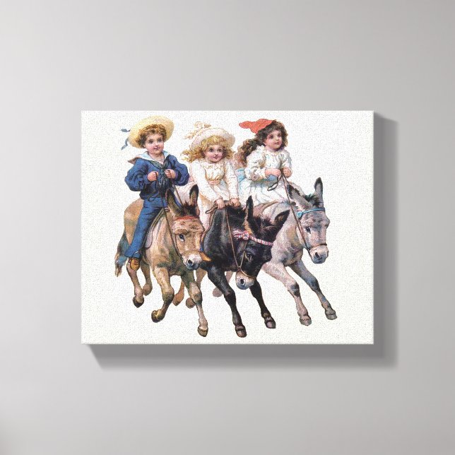 Antique horse pony children art canvas print (Front)