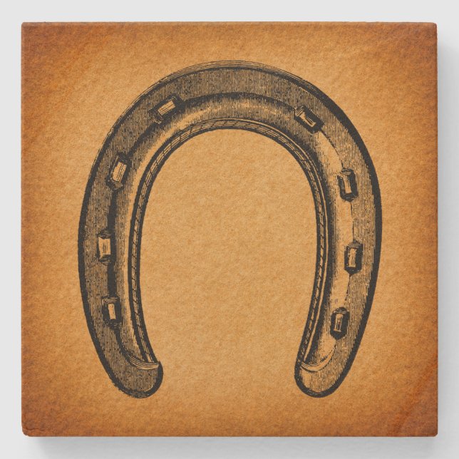 Antique Horseshoe Vintage Western Horse Shoe Stone Coaster (Front)