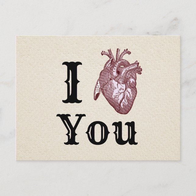 Antique I Heart You Postcard (Front)