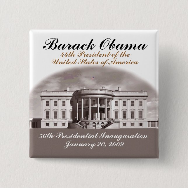 Antique Inauguration 2 Inch Square Button (Front)