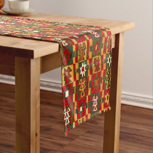Antique Inca Tribal Star Pattern Print Short Table Runner