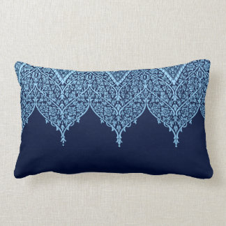 Antique Indian Pattern Blue Floral Vintage Zen Lumbar Pillow