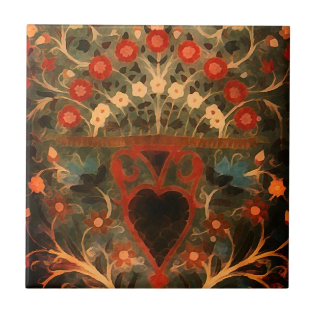 Antique  Indian  textile  design  Tile (Front)