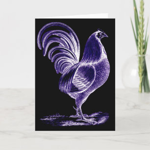 Antique Inspired Night Retro Futuristic Rooster Card