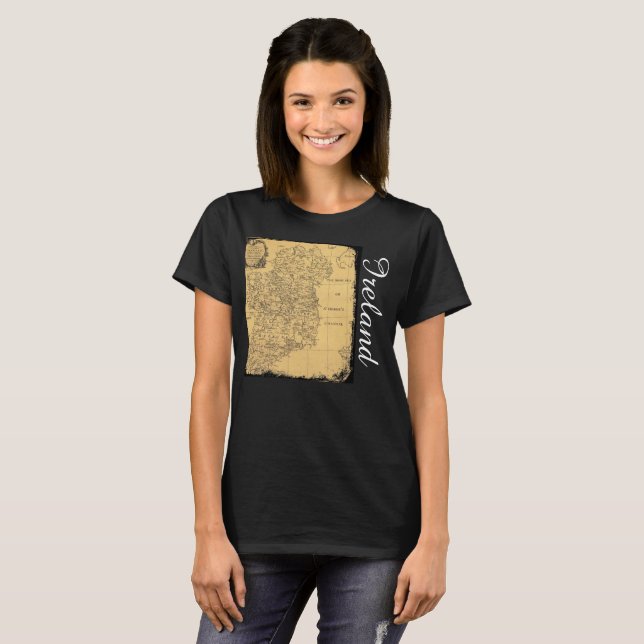 Antique Ireland Map T-Shirt (Front Full)