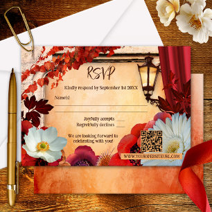 Antique Italian Autumn Wedding RSVP Card