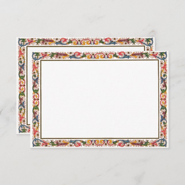Antique Italian Border Enclosure Card Template (Front/Back)