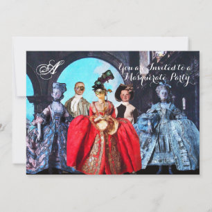 ANTIQUE ITALIAN PUPPETS MASQUERADE COSTUME PARTY INVITATION