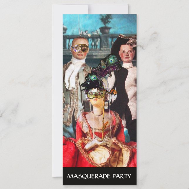 ANTIQUE ITALIAN PUPPETS MASQUERADE COSTUME PARTY INVITATION (Front)