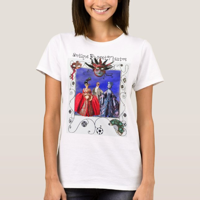 ANTIQUE ITALIAN PUPPETS MASQUERADE MASKS,JESTER T-Shirt (Front)