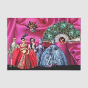 ANTIQUE ITALIAN PUPPETS,MASQUERADE PARTY MASKS TISSUE PAPER