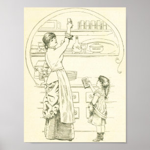 Antique Ivory soap ad —Victorian girl helping la Poster