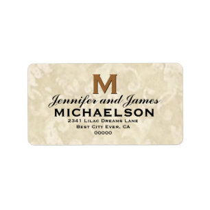 Antique Ivory Wedding Monogram M Personalized Label