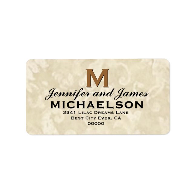 Antique Ivory Wedding Monogram M Personalized Label (Front)