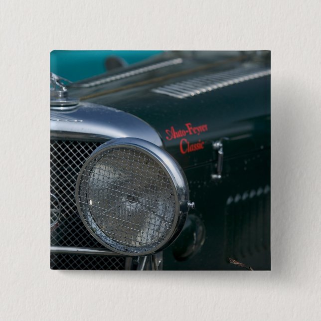 antique jaguar 2 inch square button (Front)