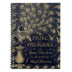 Antique Jane Austen Pride and Prejudice Peacock Notebook