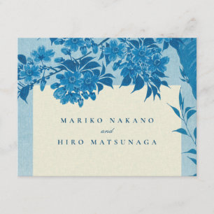 Antique Japanese Blue Cherry Blossom Enclosure Card