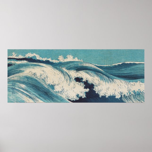 Antique Japanese Blue Waves Ocean Print (Front)