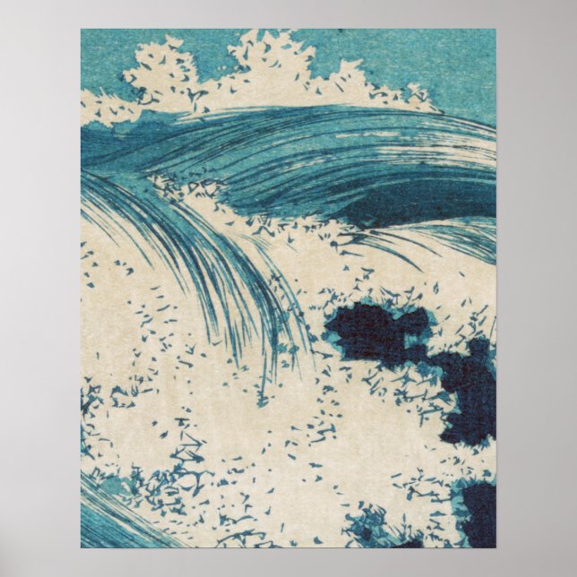 Antique Japanese Blue Waves Ocean Print (Front)