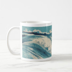 Antique Japanese Blue Waves Ocean Print Coffee Mug