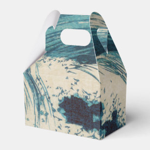 Antique Japanese Blue Waves Ocean Print Favor Box