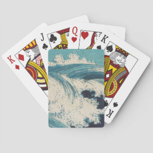 Antique Japanese Blue Waves Ocean Print Playing Cards