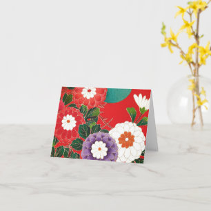 Antique Japanese Brocade Deep Red Card
