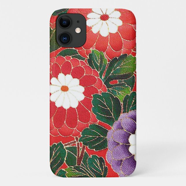 Antique Japanese Brocade Deep Red Case-Mate iPhone Case (Back)