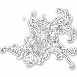Antique Japanese Dragon Black and White